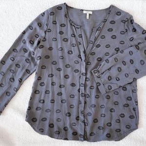 JOIE 'Purine' lip print silk blouse